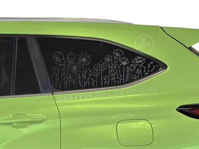Fits 2020-2025 Toyota Highlander Wild Flowers Floral Line Window Decal Pre Cut Foto 1 de 3