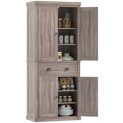 HOMCOM Freestanding Pantry Cupboard Storage Cabinet Home Organizer Furniture - Image 1 of 4