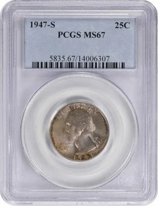 1947-S Washington Silver Quarter MS67 PCGS - Picture 1 of 2