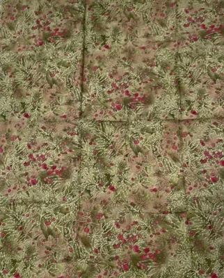 Timeless Treasures Green Leaves Pink Raindrop Fabric 1.5 yds - Image 1 of 2