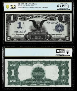 FR.#232 1899 $1 BILLETE CERTIFICADO PLATA "ÁGUILA NEGRA" PCGS ELECCIÓN UNC 63 PPQ - Imagen 1 de 1