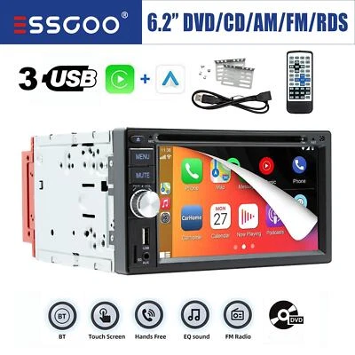 Doppel 2 DIN Carplay Autoradio Android Auto DVD CD AM RDS TF AUX Bluetooth 3 USB - Bild 1 von 4