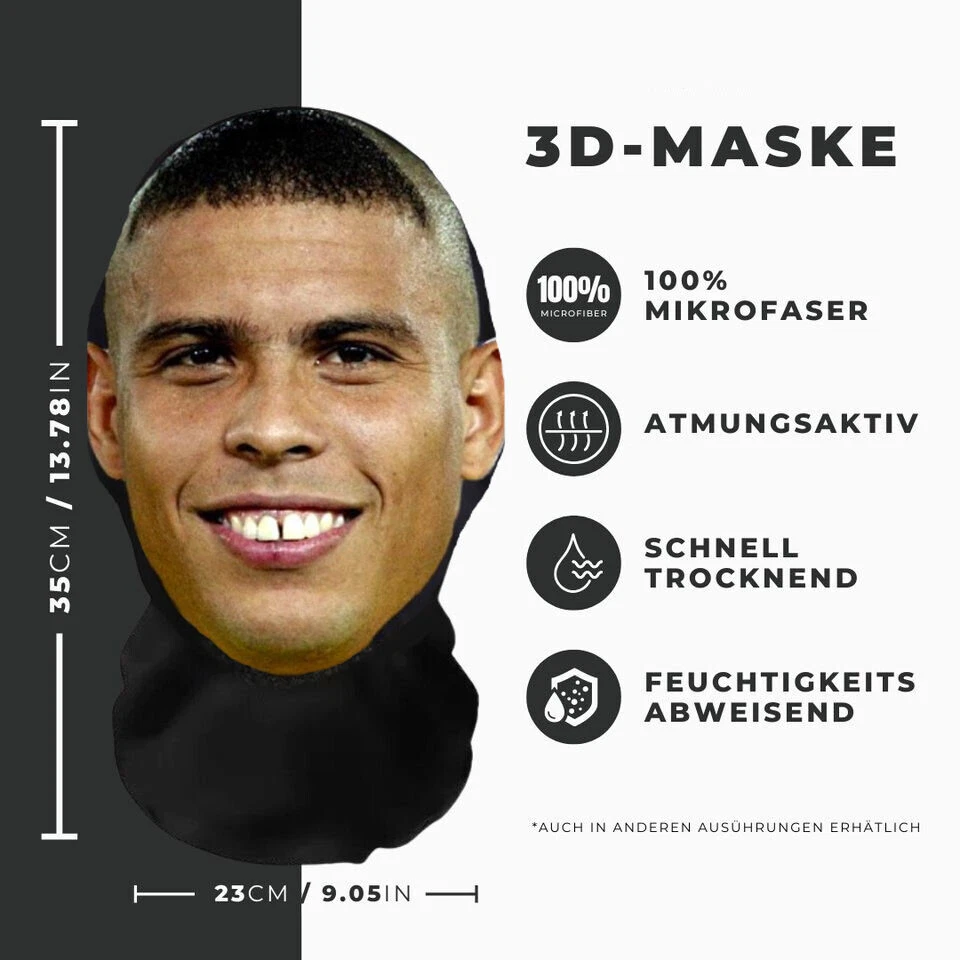 Realistische Ronaldo 3D-Druck Vollgesichtsmaske – Atmungsaktiv, Witz - Bild 1 von 1
