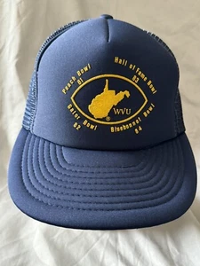 NEW Vintage 80S WVU Football 81-84 Bowl SnapBack Trucker Hat Blue/Gold Adult  - Picture 1 of 5