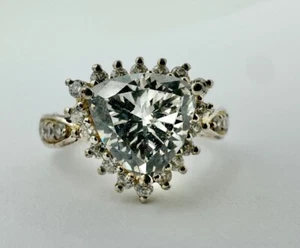 Sterling Silver Trilliant-Cut Halo Ring Size J1/2 3.6g dan373 - Picture 1 of 3