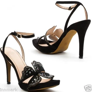 BEAUTY GIRL'S PARTY EMBELLISHED STRASS STRAPPY SANDAL BLACK SHOES  (914) - Imagen 1 de 4