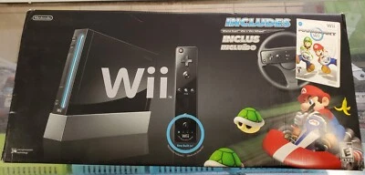 Nintendo Wii Mario Kart Bundle System Black Edition Sealed Contents - Image 1 of 4