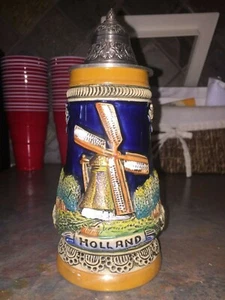 ECHTHEITS ZERTIFI ORIGINAL KING LIDDED STEIN. HOLLAND. HANDMADE. - Picture 1 of 4