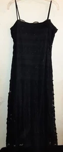 Ladies juniors vintage Medium sleeveless lace black layered long elegant dress - Picture 1 of 10