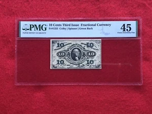 FR-1255 Third Issue 10c Cent Fractional Postage Currency *PMG 45 Ch XF*Green Rev - Picture 1 of 2