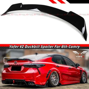 FOR 2018-24 TOYOTA CAMRY YOFER V2 GLOSSY BLACK TRUNK DUCKBILL HIGH KICK SPOILER - Picture 1 of 6