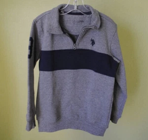 Ralph Lauren US Polo Association Boys S (6-7) 1/4 Zip gray/blue sweatshirt - Picture 1 of 6