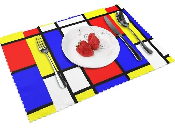 Mondrian Heat Resistant Placemats Decoration Kitchen Dining Table 18 x 12 Art - Image 1 of 4