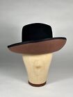 Vintage 1980's-1990's Black & Brown 100% wool asymmetrical hat by designer KOKIN