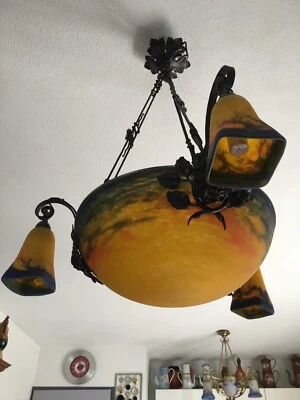 Lustres art nouveau En pâte de verre signez Muller frère Lunéville - Photo 1/4
