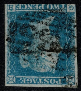1841 2d blaue Platte 4 GH UMGEKEHRTES WASSERZEICHEN fein gebraucht SG 14wi Kat. 875,00 £ - Bild 1 von 2