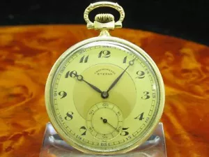Eterna Open Face 14kt 585 Gold Pocket Watch Chronometer/Caliber 301 - Picture 1 of 9