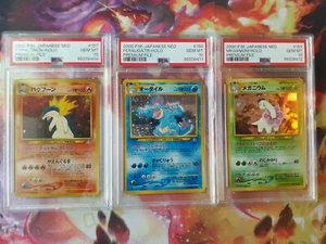 Set of 3 2000 Pokemon Typhlosion, Feraligatr + Meganium Neo Premium Holos PSA 10 - Picture 1 of 7