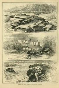 OPENING OF TROUT FISHING ON THE SWALE YORKSHIRE NETTING FIRST FISH FLY ROD CREEL - Picture 1 of 1