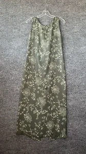 Vtg Casual Corner Annex Dress Womens 8P Lined Sleeveless Green Maxi Sheath Flora - Picture 1 of 6