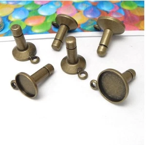 20PCS Tappo antipolvere rotondo vuoto in bronzo anticato 8mm con anello #22700 - Foto 1 di 1