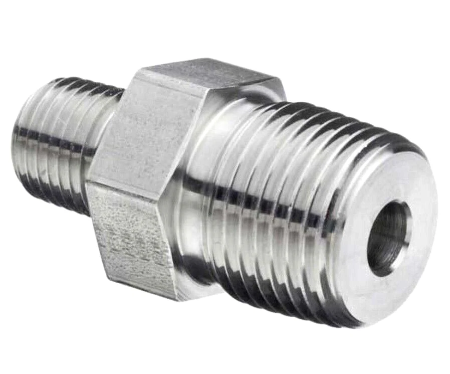 3/4 MNPT x 1/2 MNPT 316ss Hex Reducing Nipple Parker 12-8MHN-SS - Image 1 of 1