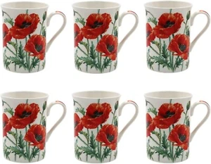 Juego de 6 tazas de café de amapola dulce guisante fino de 300 ml tazas de té florales a juego - Imagen 1 de 4