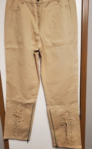 Misses Dressy Khaki Pants, Zip, Button Front ,Laces, Zippers on Legs NEW, Sz 14 - Picture 1 of 8