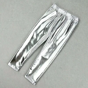 Kid Child Leggings Pants Shiny Metallic Silver Gold Trousers Costume Show - Picture 1 of 12