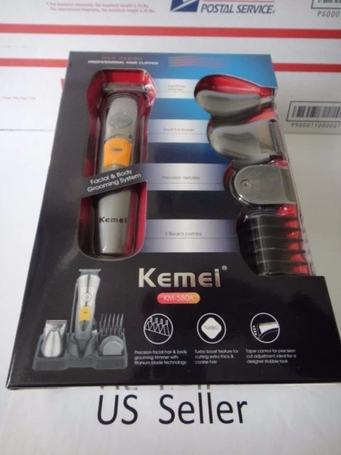 Kemei 7in1 Rechargeable Hair Beard Nose Cut Clipper Shaver Trimmer Pro Set 580a