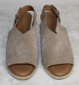 Franco Sarto Julien Suede Taupe Cork Wedge Open Toe Sandal Size 8M - Picture 1 of 21