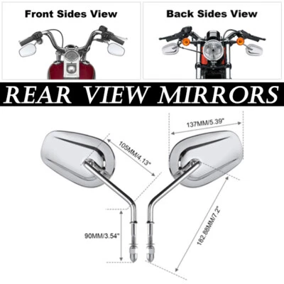 Espejos retrovisores cromados aptos para Harley Sportster XL 883 1200 Street Road Glide Foto 1 de 4