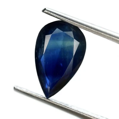 Magnificent Certified 3.17ct Natural Blue Sapphire 12.2x7.7mm Rose Cut Pear  - Image 1 of 3