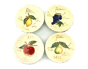 Baun Bros Style Eyes DIPPING BOWLS Set - 4 Different Fruit Writing 4 ¼” Pottery - Picture 1 of 12