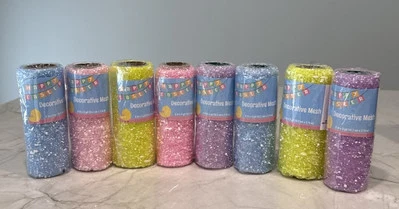 8 Rolls Decorative Mesh 6 in x 3 yds Crafts Wreath Basket Easter Pink Purple Bl - Image 1 of 4