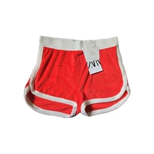 Nuevo ZARA Terry Cloth Rojo Mini-Terry Shorts Talla Pequeña - Imagen 1 de 3