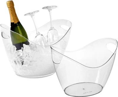  Juego de cubos de hielo de 2 piezas 4 litros barril de champán acrílico transparente cubo de bebidas  Foto 1 de 4