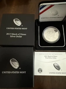 2015 W March Of Dimes Commemorative Proof Silver Dollar - Picture 1 of 2