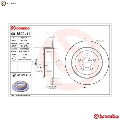 2x BRAKE DISC 08.B529.11 FOR JEEP DODGE ENS 2.8L 4cyl LIBERTYEKG 3.7L 6cyl 2.8L - Image 1 of 4