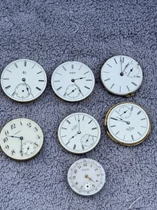 Lot (7) Pocket Watch Movements - Waltham, Elgin - Picture 1 of 18