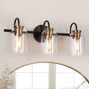 Modern Classic 3-Light Black Bathroom Vanity Light Fixture - Picture 1 of 5