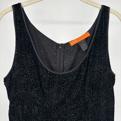 Cynthia Steffe Vintage Estampado Animal Con Cuentas LBD Talla 12 Rayón Seda Terciopelo Burnout Foto 1 de 4