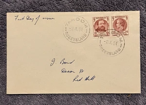 1951 Australia FDC 3½d Gold Centennial Taroom QLD Postmark First Day Cover - Picture 1 of 3
