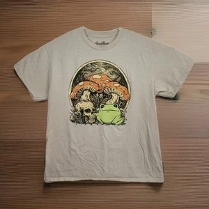 Threadless mushroom, frog, & skull t-shirt, women's L, tan w/ graphic print - Picture 1 of 8