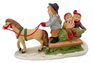 Trineo vintage 1989 Geo Z Leftoon cerámica pueblo de Navidad - Imagen 1 de 4