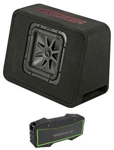 KICKER 45TL7R102 L7R 10" Subwoofer in Truck Box Sub Enclosure+Bluetooth Speaker - Picture 1 of 12