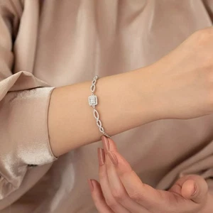 4Ct Round Cut Lab-Created Diamond Womens Surprise Bracelet 14K White Gold Plated - Picture 1 of 6