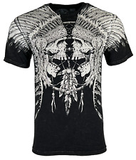 Affliction Men's T-shirt TRIBAL SCREAM Skull Wings Black