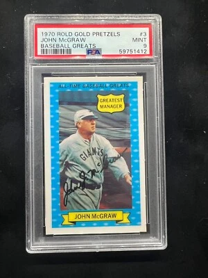 1970 年 Rold Gold Pretzels 棒球伟人 Honus Wagner #9 PSA 9 宝石完好 — 第 1/2 张图片