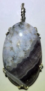 Achat einzigartiges Design Damen Anhänger Halskette Cabochon Stein Sterlingsilber Draht - Bild 1 von 5